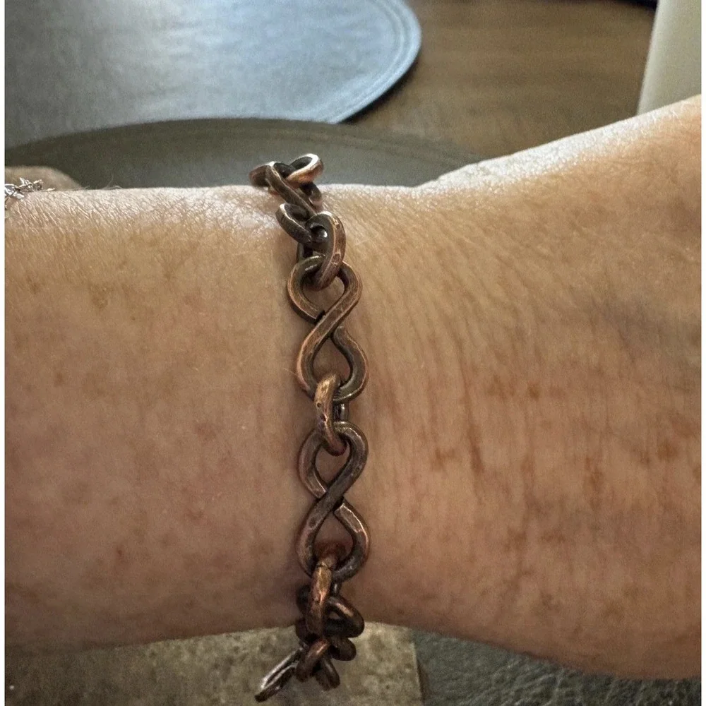 Pure Copper Handmade Infinity Chain Bracelet, Arthritis Therapy